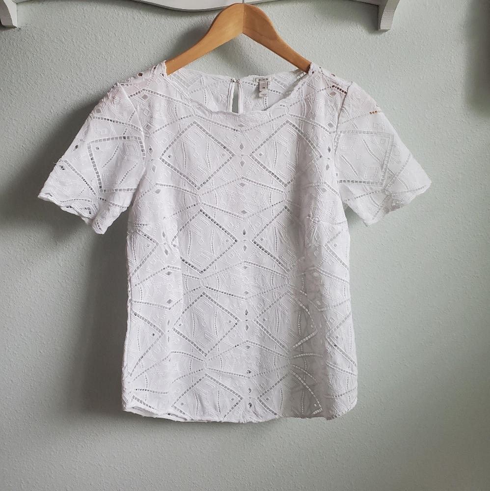 SOLD 🤍J. Crew white eyelet knit top XS - Picture 3 of 6